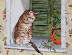 Cat and Parrot