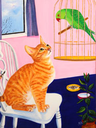 Cat and Parrot